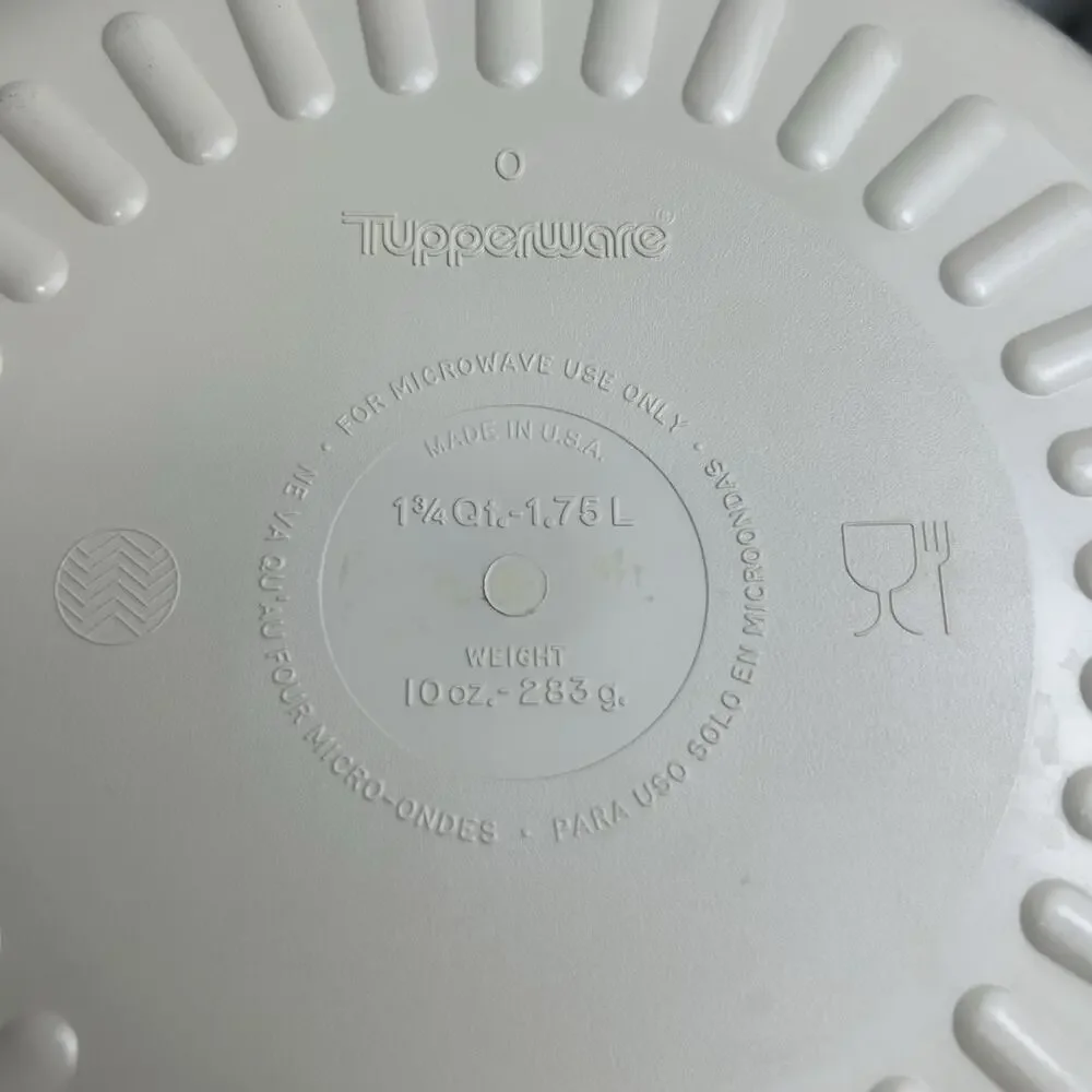 VTG TUPPERWARE 5pc Microwave Stack Cooker 3qt strainer lid almond bowl casserole